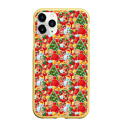 Чехол iPhone 11 Pro матовый Merry Christmas символика, цвет: 3D-желтый