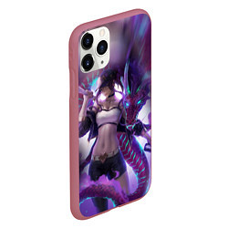 Чехол iPhone 11 Pro матовый LEAGUE OF LEGENDS AKALI ЛИГА ЛЕГЕНД АКАЛИ, цвет: 3D-малиновый — фото 2