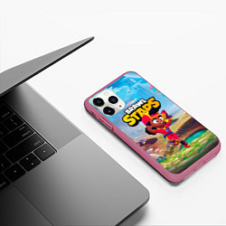 Чехол iPhone 11 Pro матовый Meg в прыжке Brawl Stars, цвет: 3D-малиновый — фото 2