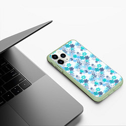 Чехол iPhone 11 Pro матовый Зимние Снежные Узоры, цвет: 3D-салатовый — фото 2