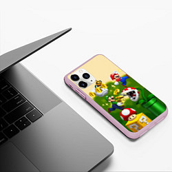 Чехол iPhone 11 Pro матовый Mario Coins, цвет: 3D-розовый — фото 2