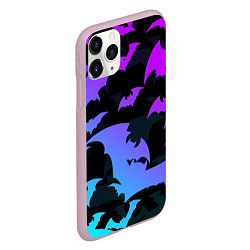 Чехол iPhone 11 Pro матовый ЛЕТУЧИЕ МЫШИ ХЕЛЛОУИН НЕОН HALLOWEEN NEON, цвет: 3D-розовый — фото 2