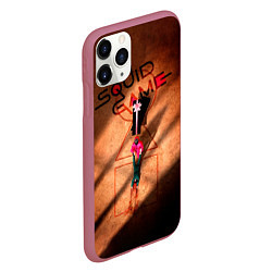 Чехол iPhone 11 Pro матовый Игра в кальмара: Постер, цвет: 3D-малиновый — фото 2