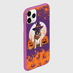 Чехол iPhone 11 Pro матовый Мопс на хэллоуин, цвет: 3D-фиолетовый — фото 2