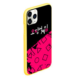 Чехол iPhone 11 Pro матовый Игра в кальмара: Логотип, цвет: 3D-желтый — фото 2
