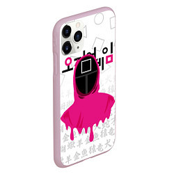 Чехол iPhone 11 Pro матовый Игра в кальмара: Страж квадрат, цвет: 3D-розовый — фото 2