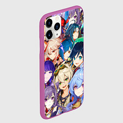 Чехол iPhone 11 Pro матовый Genshin Impact - персонажи, цвет: 3D-фиолетовый — фото 2
