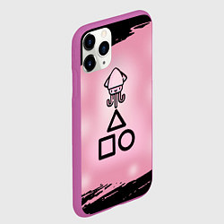 Чехол iPhone 11 Pro матовый МИЛЫЙ КАЛЬМАР ТРЕУГОЛЬНИК КВАДРАТ КРУГ, цвет: 3D-фиолетовый — фото 2