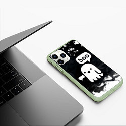 Чехол iPhone 11 Pro матовый ХЕЛЛУОИН ПРИВЕДЕНИЕ БУ! HALLOWEEN GHOST BOO!, цвет: 3D-салатовый — фото 2