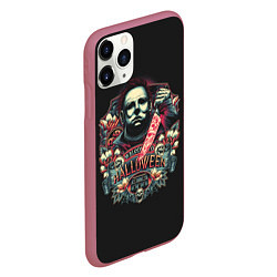 Чехол iPhone 11 Pro матовый Welcome to Halloween, цвет: 3D-малиновый — фото 2