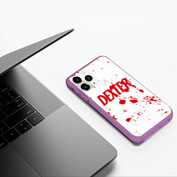 Чехол iPhone 11 Pro матовый Dexter logo Декстер брызги крови, цвет: 3D-фиолетовый — фото 2