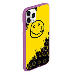 Чехол iPhone 11 Pro матовый Nirvana Smile Нирвана Рваный Паттерн, цвет: 3D-фиолетовый — фото 2