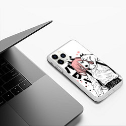 Чехол iPhone 11 Pro матовый Power с котиком - Chainsaw Man, цвет: 3D-белый — фото 2