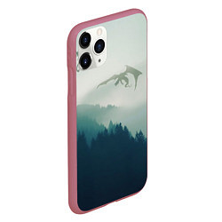 Чехол iPhone 11 Pro матовый ДРАКОНЫ НАД ЛЕСОМ DRAGON, цвет: 3D-малиновый — фото 2