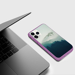 Чехол iPhone 11 Pro матовый ДРАКОНЫ НАД ЛЕСОМ DRAGON, цвет: 3D-фиолетовый — фото 2