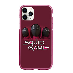 Чехол iPhone 11 Pro матовый ИГРА В КАЛЬМАРА ТРИО SQUID GAME TRIO, цвет: 3D-малиновый