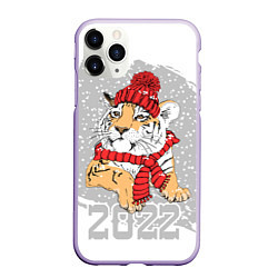 Чехол iPhone 11 Pro матовый Тигр в красной шапке
