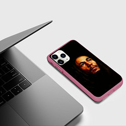 Чехол iPhone 11 Pro матовый Bob Marley Art, цвет: 3D-малиновый — фото 2