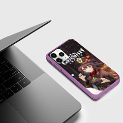 Чехол iPhone 11 Pro матовый Hu Tao, цвет: 3D-фиолетовый — фото 2