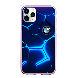 Чехол iPhone 11 Pro матовый BMW LOGO 3Д ПЛИТЫ ГЕОМЕТРИЯ, цвет: 3D-розовый