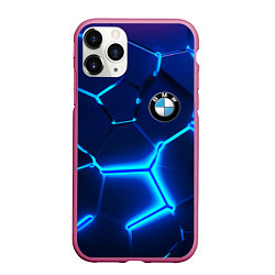 Чехол iPhone 11 Pro матовый BMW LOGO 3Д ПЛИТЫ ГЕОМЕТРИЯ, цвет: 3D-малиновый