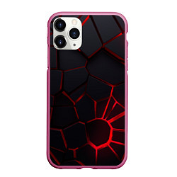 Чехол iPhone 11 Pro матовый Адские 3D плиты 3Д геометрия плиты, цвет: 3D-малиновый