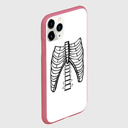 Чехол iPhone 11 Pro матовый Ребра скелета, цвет: 3D-малиновый — фото 2
