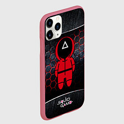 Чехол iPhone 11 Pro матовый Игра в кальмара 3D Black Red, цвет: 3D-малиновый — фото 2