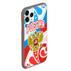 Чехол iPhone 11 Pro матовый Россия! Герб, цвет: 3D-коричневый — фото 2