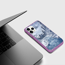Чехол iPhone 11 Pro матовый СНЕЖНЫЙ ПЕЙЗАЖ, цвет: 3D-фиолетовый — фото 2