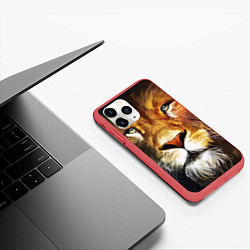 Чехол iPhone 11 Pro матовый Лев царь зверей, цвет: 3D-красный — фото 2