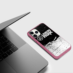 Чехол iPhone 11 Pro матовый Линкин Парк Лого Рок ЧБ Linkin Park Rock, цвет: 3D-малиновый — фото 2
