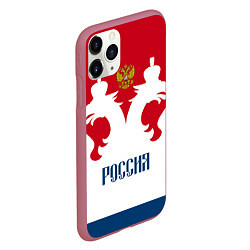 Чехол iPhone 11 Pro матовый Russia Team, цвет: 3D-малиновый — фото 2