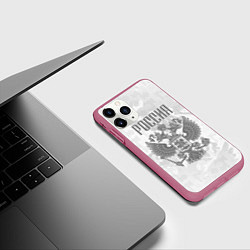 Чехол iPhone 11 Pro матовый Герб России, цвет: 3D-малиновый — фото 2