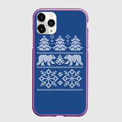 Чехол iPhone 11 Pro матовый Север, цвет: 3D-фиолетовый