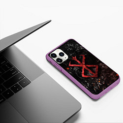 Чехол iPhone 11 Pro матовый BERSERK LOGO GRUNGE RED, цвет: 3D-фиолетовый — фото 2