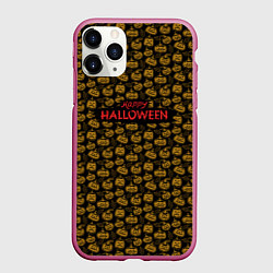 Чехол iPhone 11 Pro матовый Happy Хэллоуин, цвет: 3D-малиновый