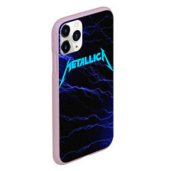 Чехол iPhone 11 Pro матовый METALLICA BLUE FLASH МЕТАЛЛИКА СИНИЕ МОЛНИИ, цвет: 3D-розовый — фото 2