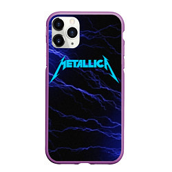 Чехол iPhone 11 Pro матовый METALLICA BLUE FLASH МЕТАЛЛИКА СИНИЕ МОЛНИИ