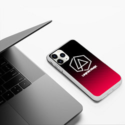 Чехол iPhone 11 Pro матовый LINKIN PARK LOGO CARBON, цвет: 3D-белый — фото 2