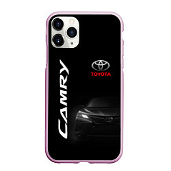 Чехол iPhone 11 Pro матовый Черная Тойота Камри, цвет: 3D-розовый