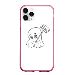 Чехол iPhone 11 Pro матовый Стеснительное приведение, цвет: 3D-малиновый