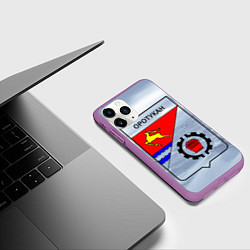 Чехол iPhone 11 Pro матовый Герб Оротукан, цвет: 3D-фиолетовый — фото 2