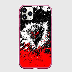 Чехол iPhone 11 Pro матовый Берсерк: Брызги красок, цвет: 3D-малиновый
