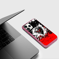 Чехол iPhone 11 Pro матовый Берсерк: Брызги красок, цвет: 3D-малиновый — фото 2