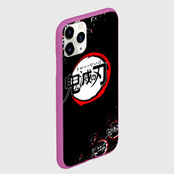 Чехол iPhone 11 Pro матовый КЛИНОК РАССЕКАЮЩИЙ ДЕМОНОВ БРЫЗГИ КРАСОК, цвет: 3D-фиолетовый — фото 2