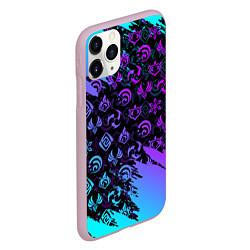 Чехол iPhone 11 Pro матовый GENSHIN NEON PATTERN SYMBOL НЕОН ЭМБЛЕМЫ, цвет: 3D-розовый — фото 2