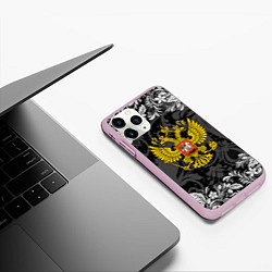 Чехол iPhone 11 Pro матовый Российская Федерация, цвет: 3D-розовый — фото 2