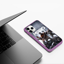 Чехол iPhone 11 Pro матовый МЕТРО ИСХОД АРТЁМ ,ЯДЕРНАЯ ЗИМА METRO EXODUS, цвет: 3D-фиолетовый — фото 2