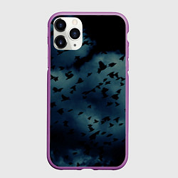 Чехол iPhone 11 Pro матовый Flock of birds, цвет: 3D-фиолетовый